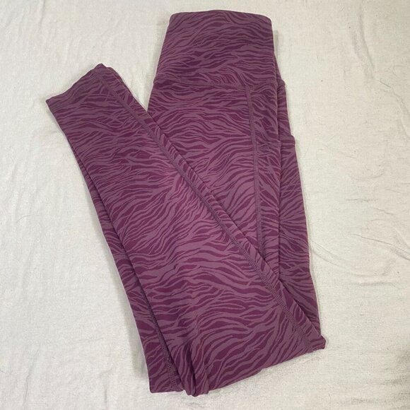Zella Womens Leggings Sz M Purple Zebra Pockets Stretch Casual Athletic Pants - Picture 5 of 10